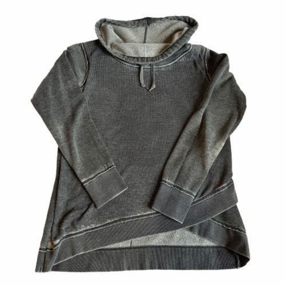 Calvin Klein Cowl Neck Hoodie Womens Small Gray Thermal Pullover Athleisure